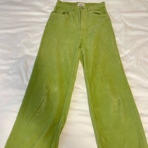 BDG High Rise Wide Leg Green Corduroy Jeans